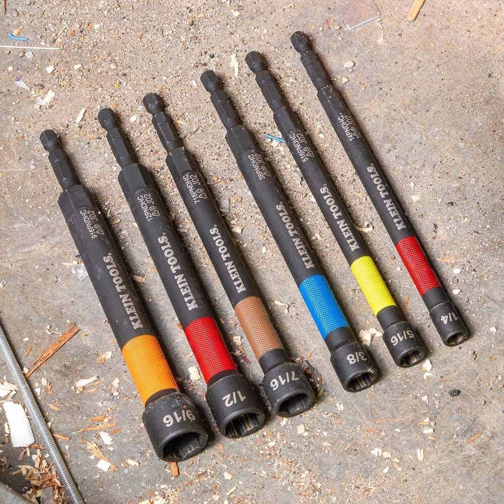 Klein 32930 Magnetic Color-Coded Power Nut Setters, 6-Piece Set