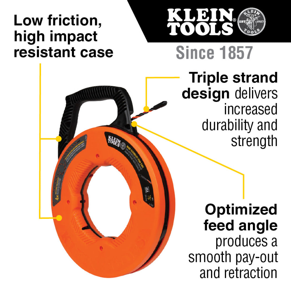 Klein 50375 High Flex Polyester Fish Tape, 75'