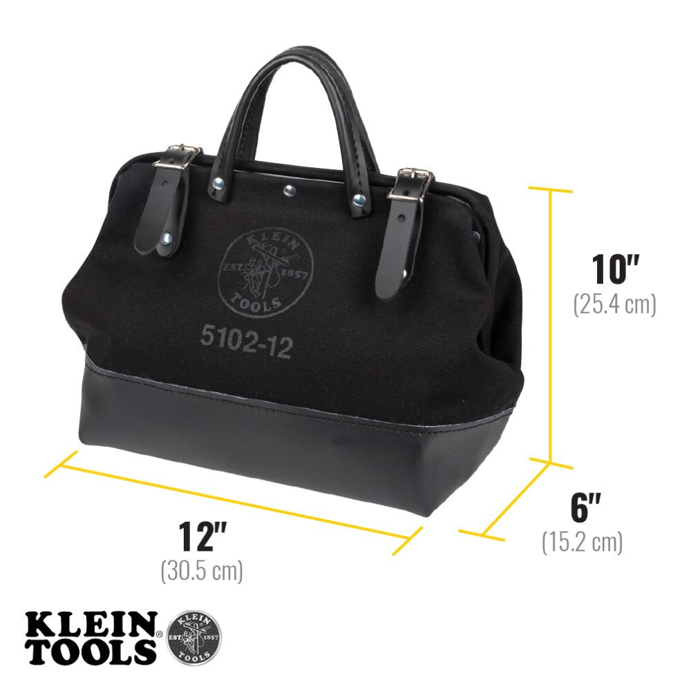 Klein 510212BLK Tool Bag, Black Canvas, 12"