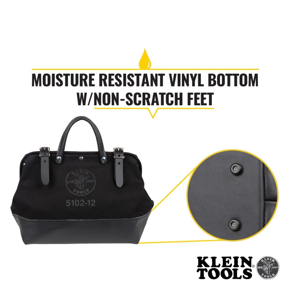 Klein 510212BLK Tool Bag, Black Canvas, 12"