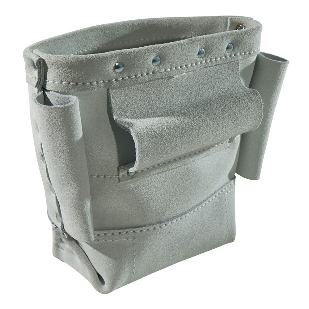 Klein 5416L Tool Bag, Bull-Pin and Bolt Bag, Tunnel Loop, Leather, 5 x 10 x 9-Inch