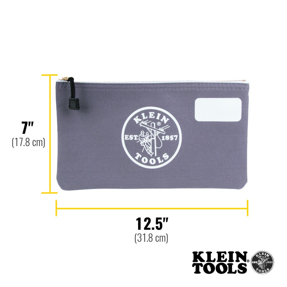 Klein 55578 Zipper Bag with Divider, Canvas Tool Pouch, 7", Gray