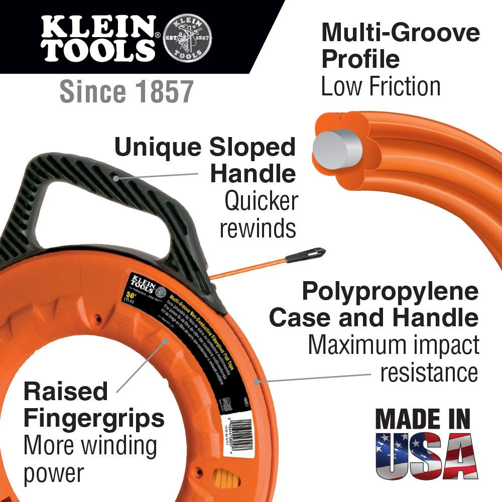 Klein 56059 Grooved Fiberglass Fish Tape 200-Foot