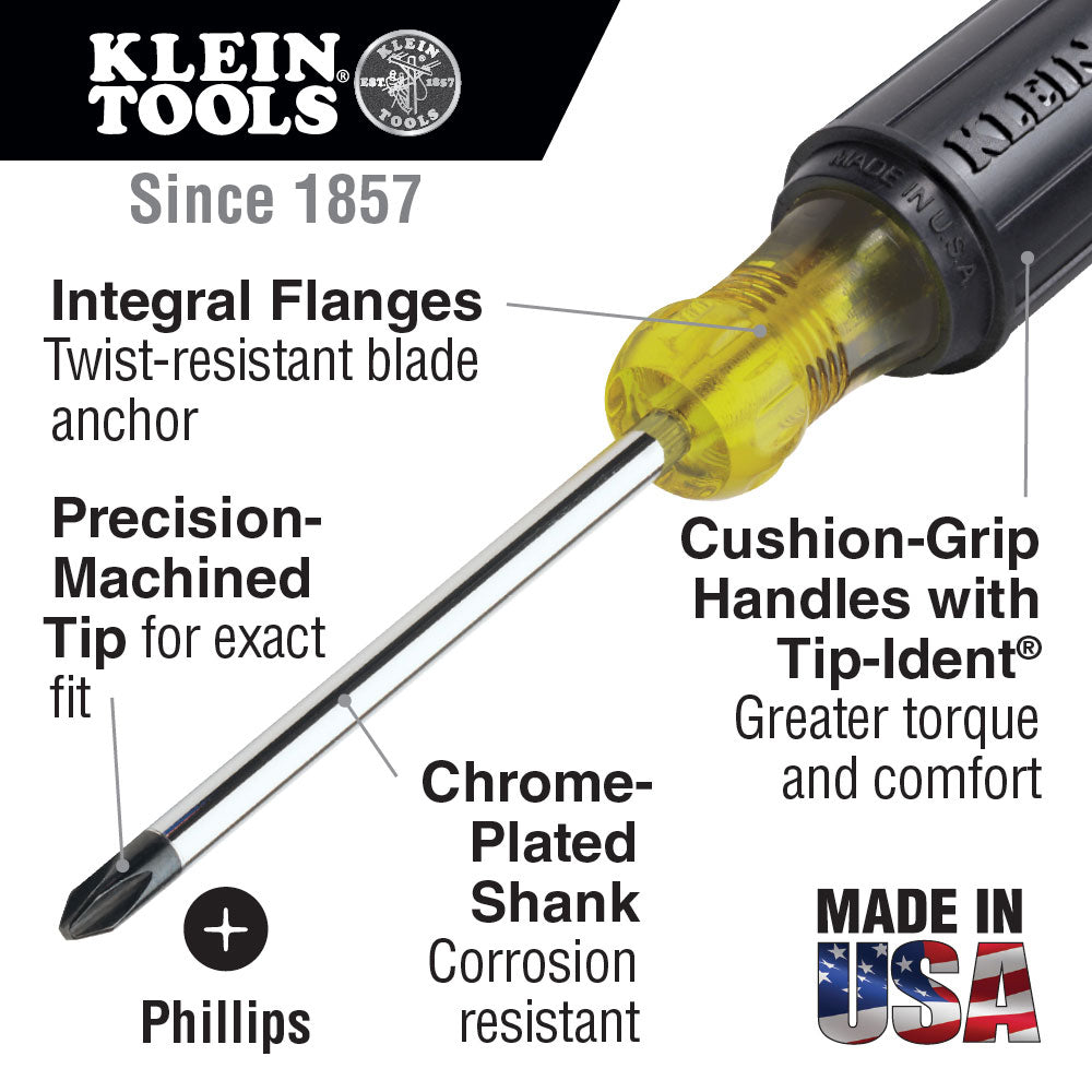 Klein 603-4 #2 Phillips Screwdriver 4" Round Shank