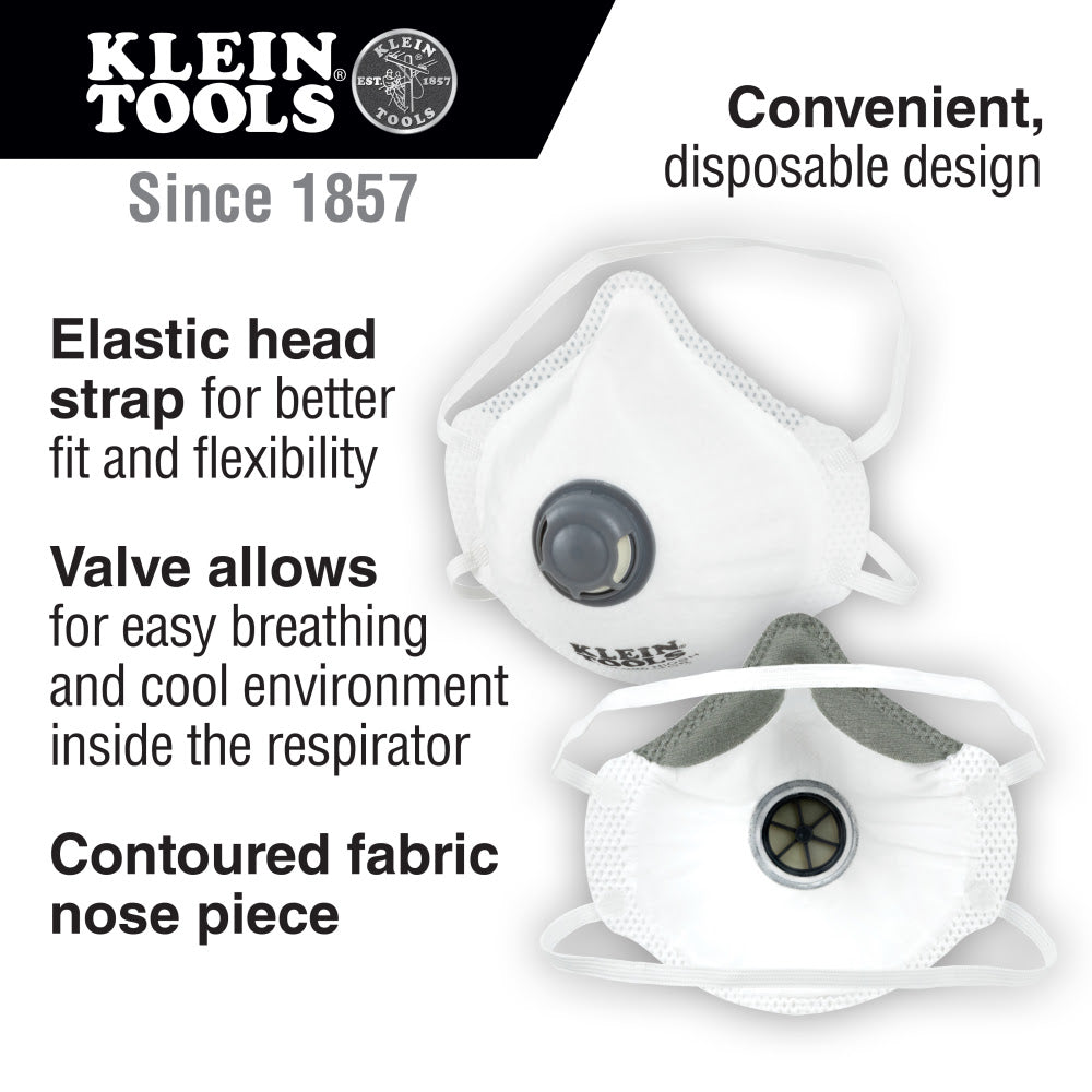 Klein 6044010 N95 Disposable Respirator, 10-Pack