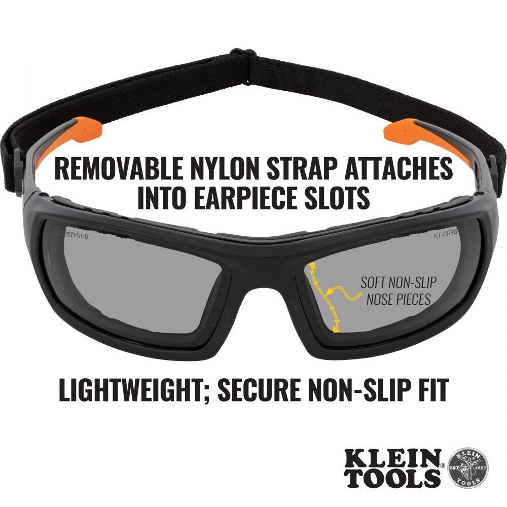 Klein 60471 Professional Full-Frame Gasket Safety Glasses, Gray Lens