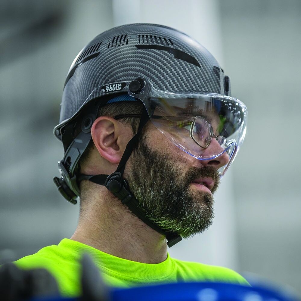 Klein 60517 Safety Helmet, Premium KARBN Pattern, Vented, Class C, Headlamp