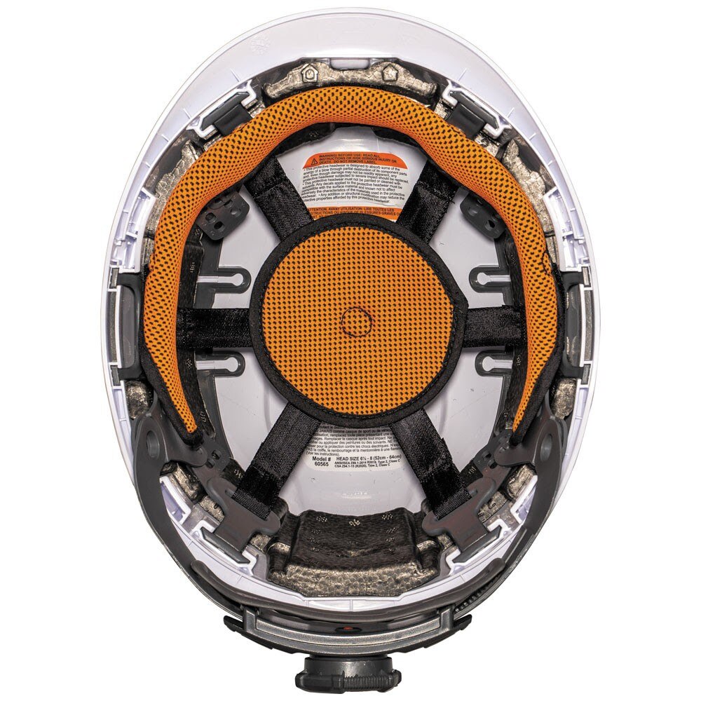 Klein 60525 Safety Helmet, Type-2, Non-Vented Class E, with Rechargeable Headlamp