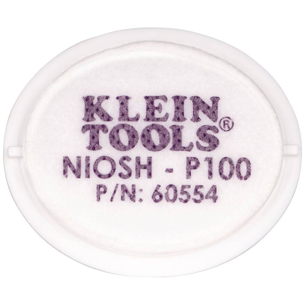 Klein 60554 P100 Half-Mask Respirator Replacement Filters, 2-Pack