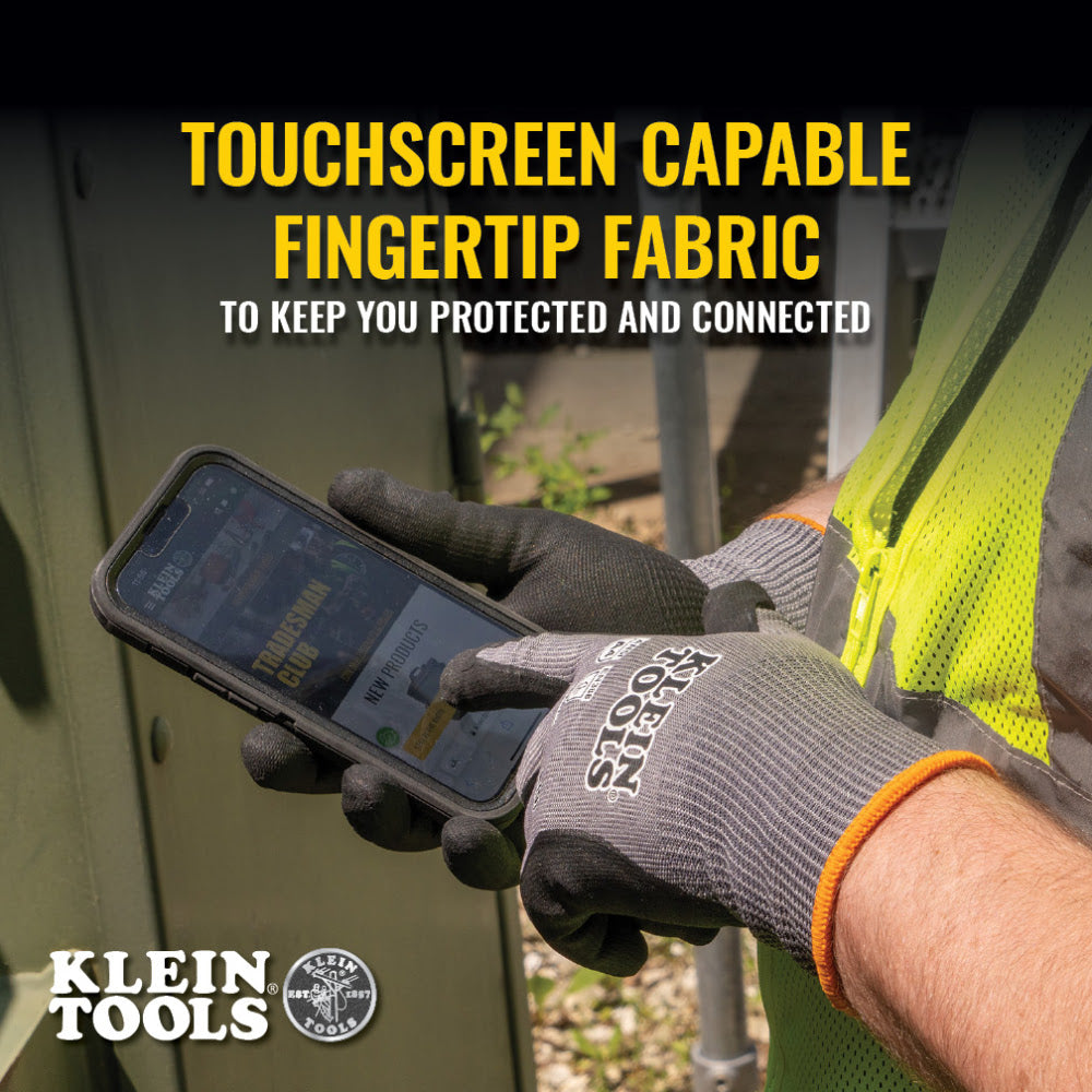 Klein 60589 Knit Dipped Gloves, Cut Level A4, Touchscreen, Large, 2-Pair