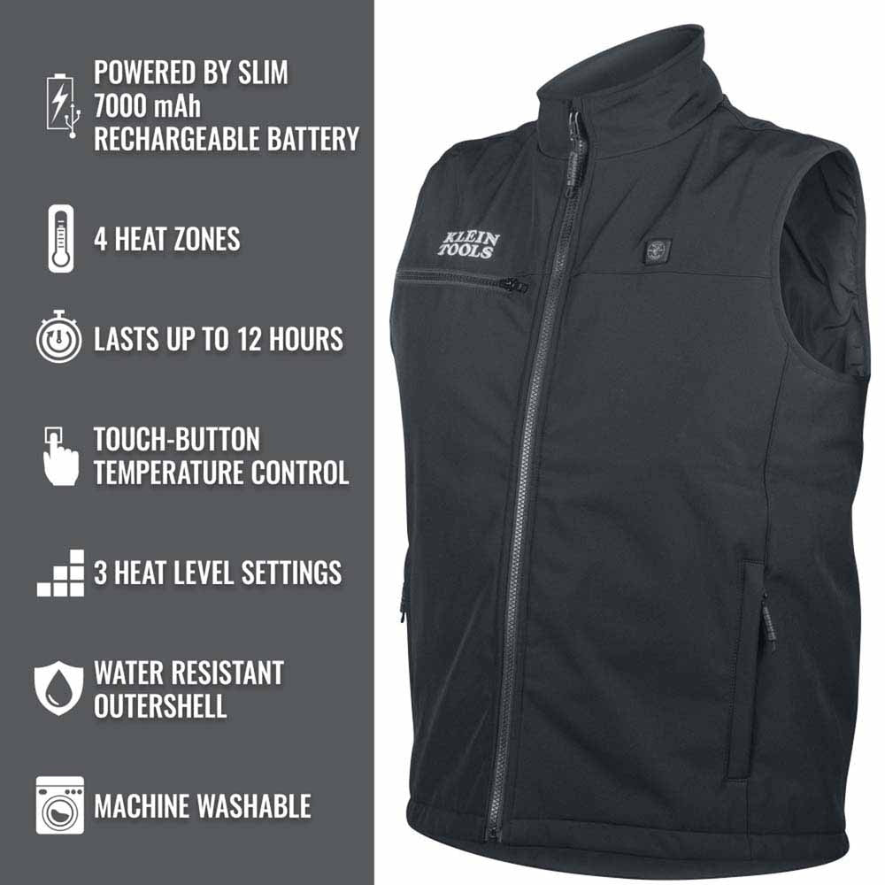 Klein 60953 Heated Base Layer Vest, Medium