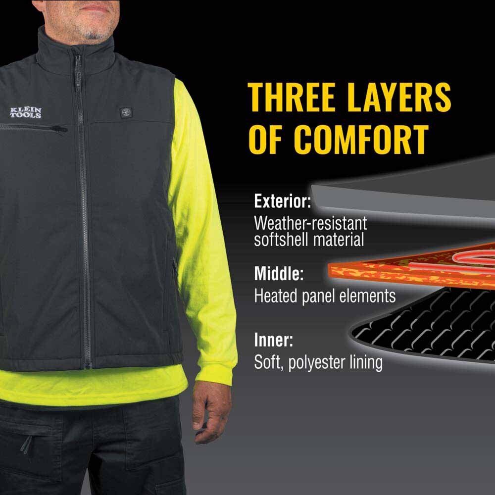 Klein 60955 Heated Base Layer Vest, Extra-Large