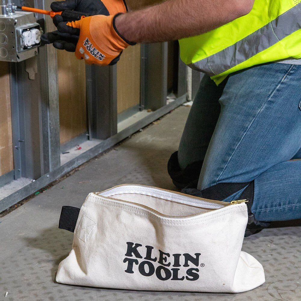 Klein 62042 Zipper Bag, Extra-Long Canvas Tool Pouch, 16", Natural