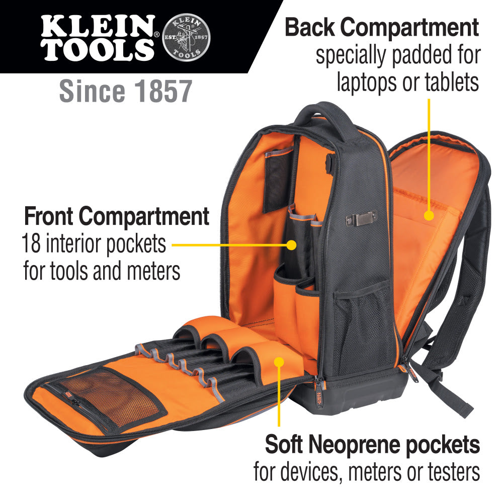 Klein 62805BPTECH Tradesman Pro XL Tech Tool Bag Backpack, 28 Pockets