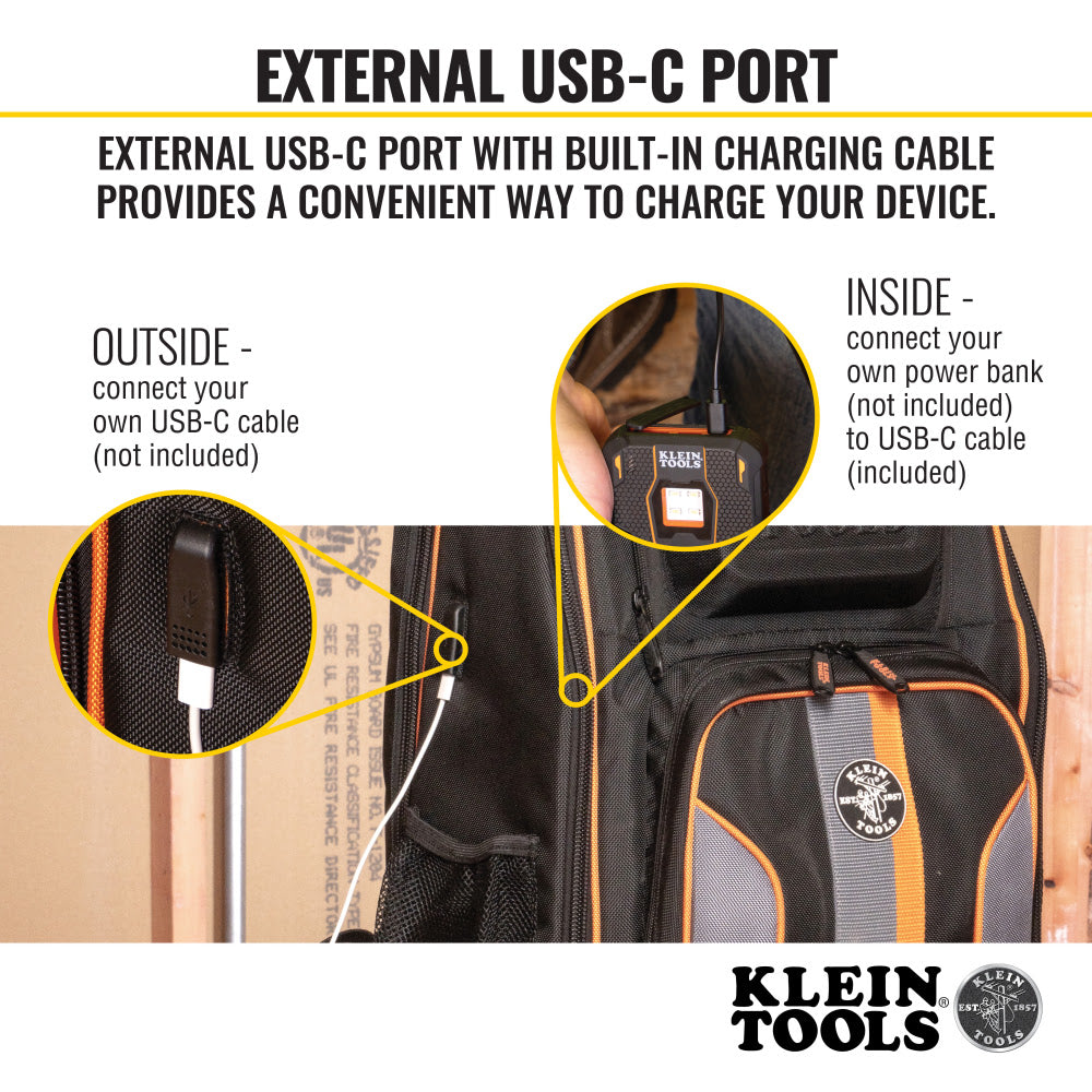 Klein 62805BPTECH Tradesman Pro XL Tech Tool Bag Backpack, 28 Pockets