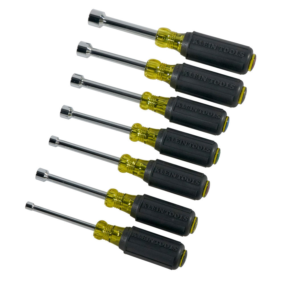 Klein Tools 631 Nut Driver Set 3" Shafts, Cushion Grip, 7-Piece