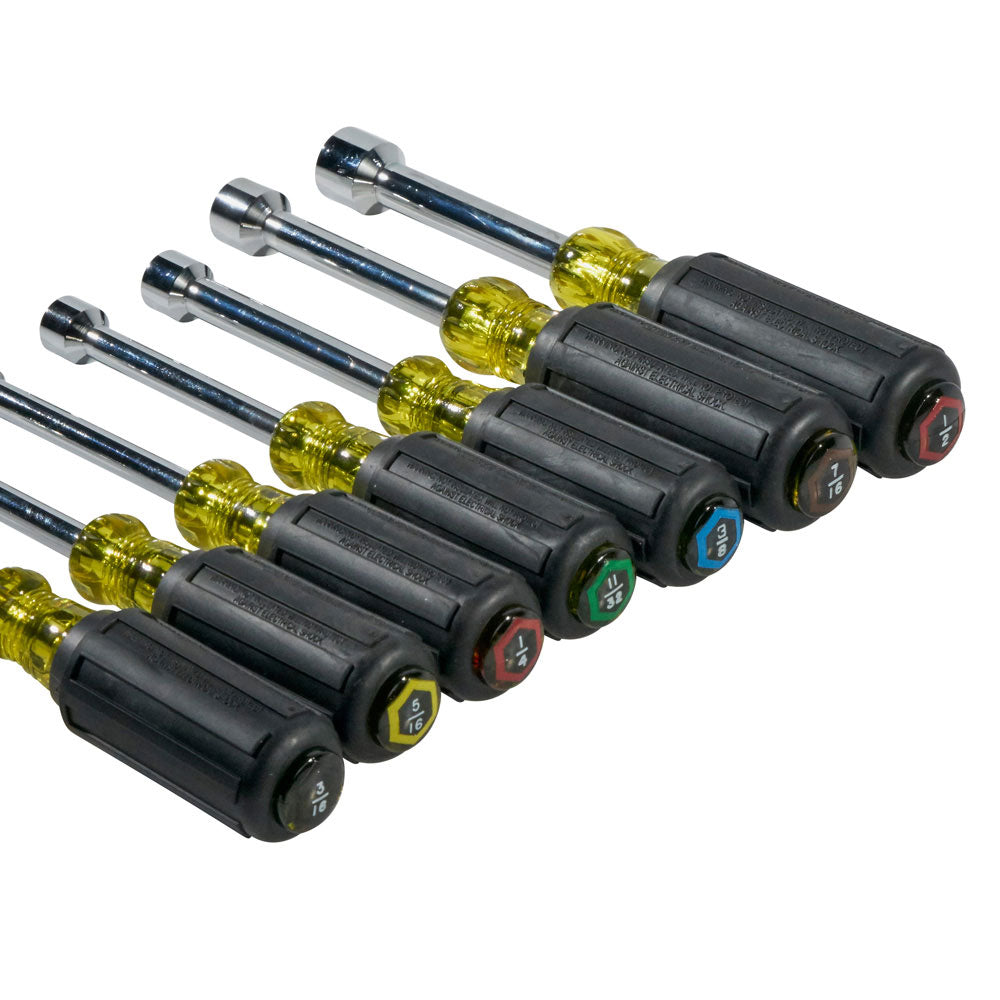 Klein Tools 631 Nut Driver Set 3" Shafts, Cushion Grip, 7-Piece