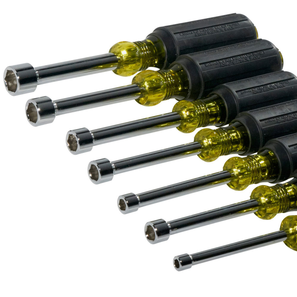 Klein Tools 631 Nut Driver Set 3" Shafts, Cushion Grip, 7-Piece