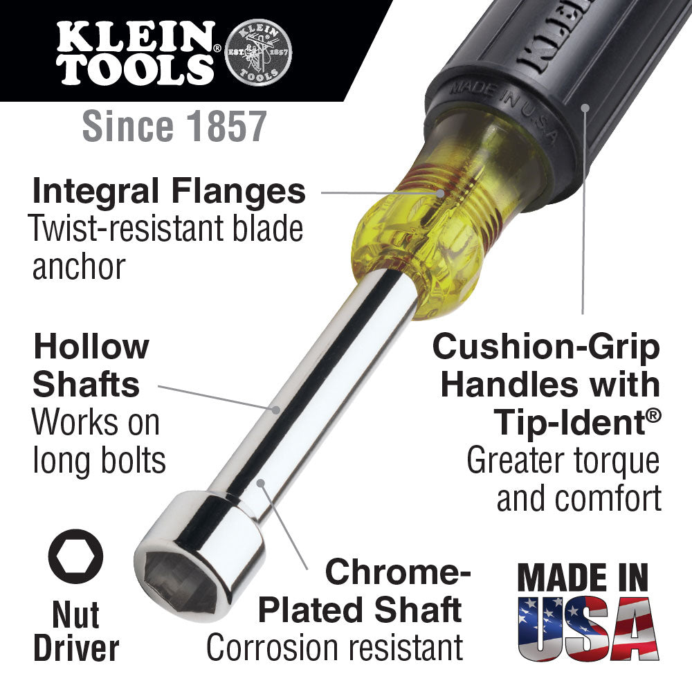 Klein 646-5/8 5/8" Hollow Shaft Nut Driver 6" Shaft