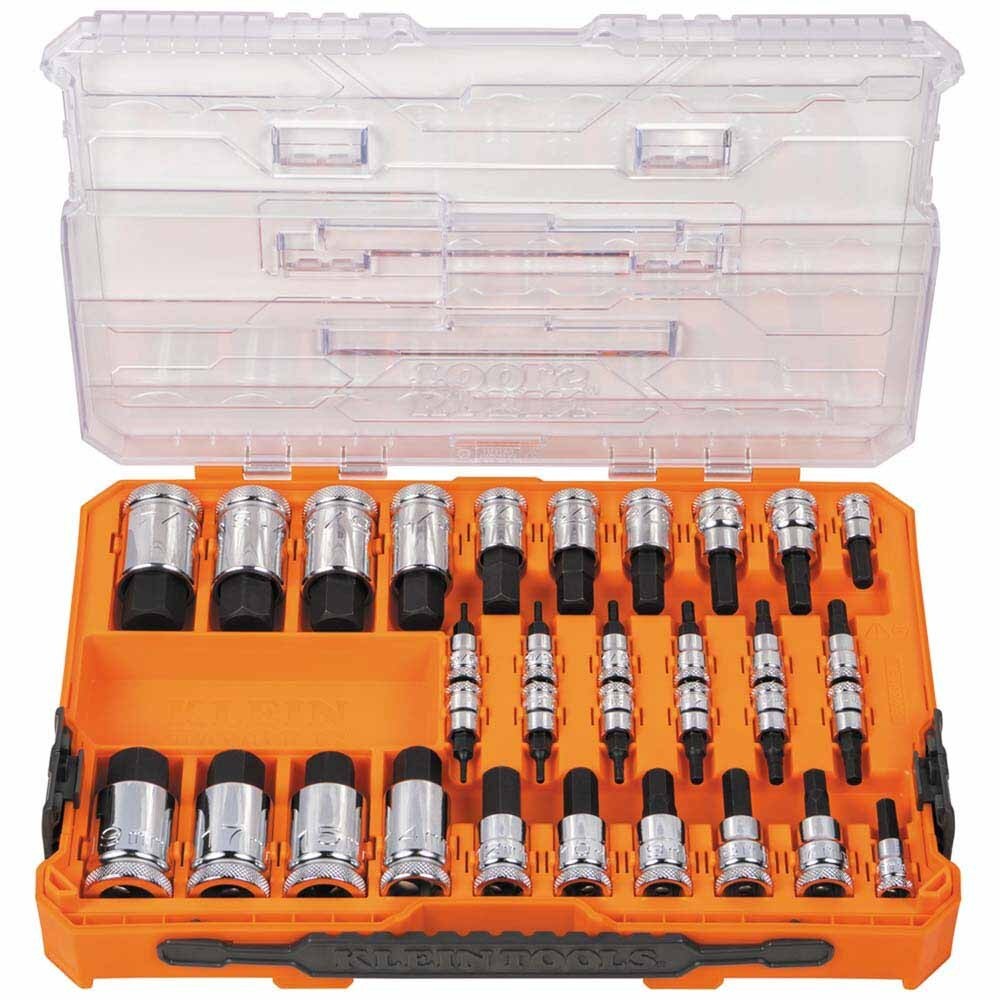 Klein 65233HEX Knurled Hex Bit Socket Set, SAE and Metric, 33-Piece