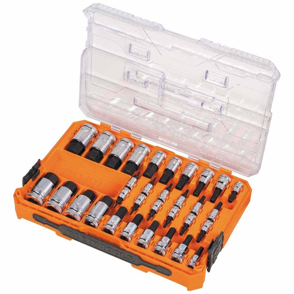 Klein 65233HEX Knurled Hex Bit Socket Set, SAE and Metric, 33-Piece