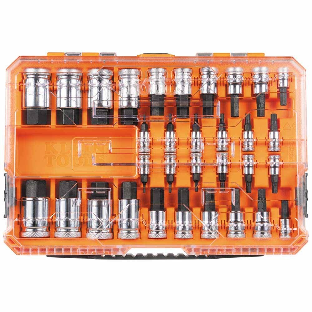 Klein 65233HEX Knurled Hex Bit Socket Set, SAE and Metric, 33-Piece