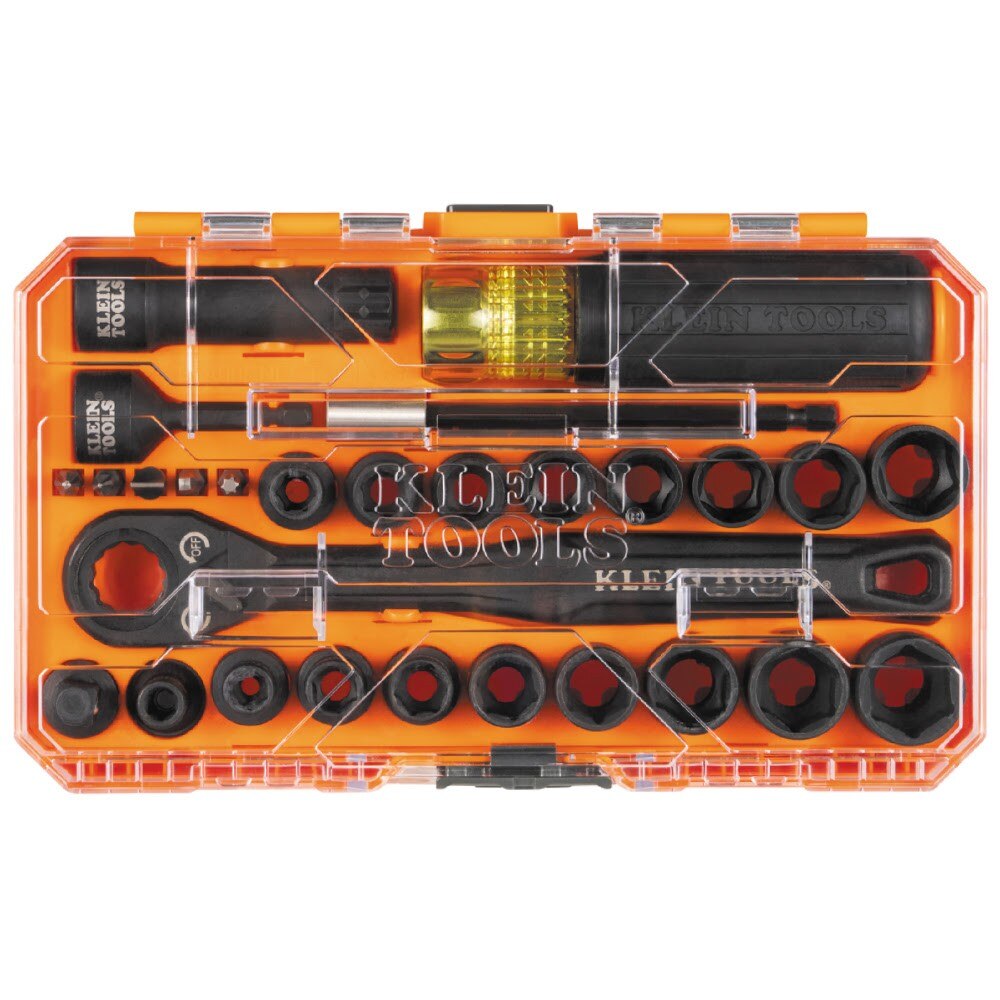 Klein 65400KNECT KNECT Essential Pass Through Impact Socket Set, SAE, Metric, 28-Piece