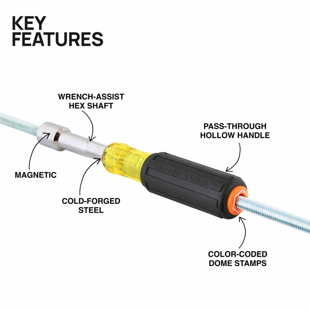 Klein 65456MAG Color-Coded Magnetic Hollow-Shaft Heavy-Duty Nut Driver Set, 6-Piece
