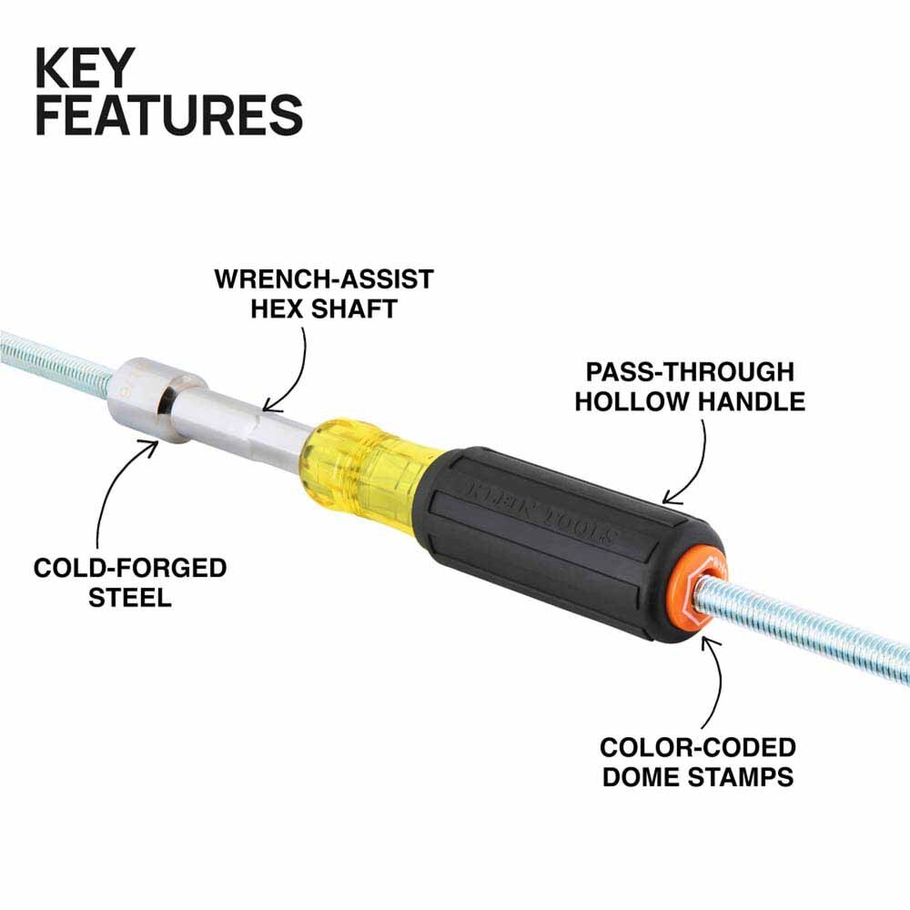 Klein 65456 Color-Coded Hollow-Shaft Heavy-Duty Nut Driver Set, 6-Piece
