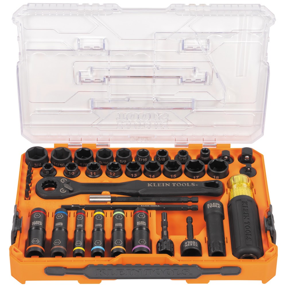 Klein 65500KNECT KNECT Complete Impact Pass Through and Flip Socket Set, 39-Piece