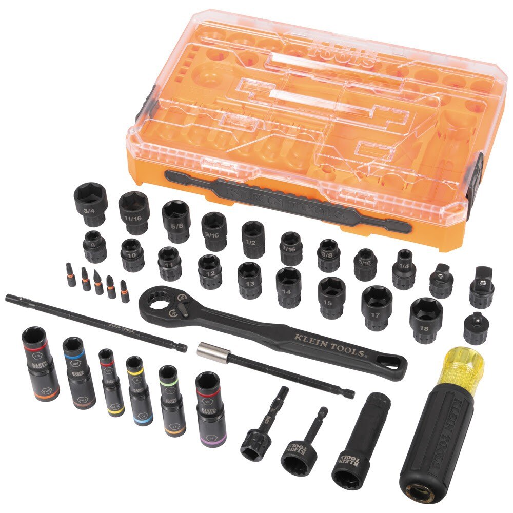 Klein 65500KNECT KNECT Complete Impact Pass Through and Flip Socket Set, 39-Piece