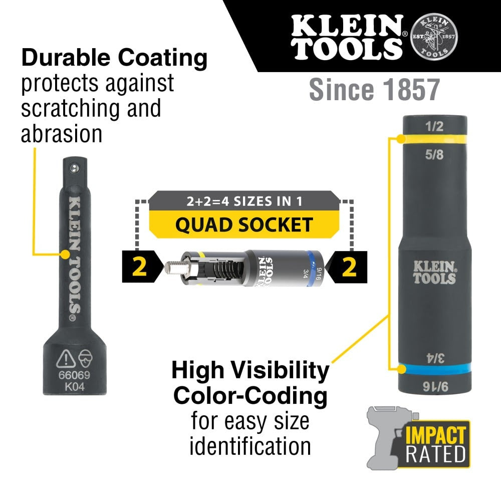 Klein 66009 4-In-1 Flip Quad Socket