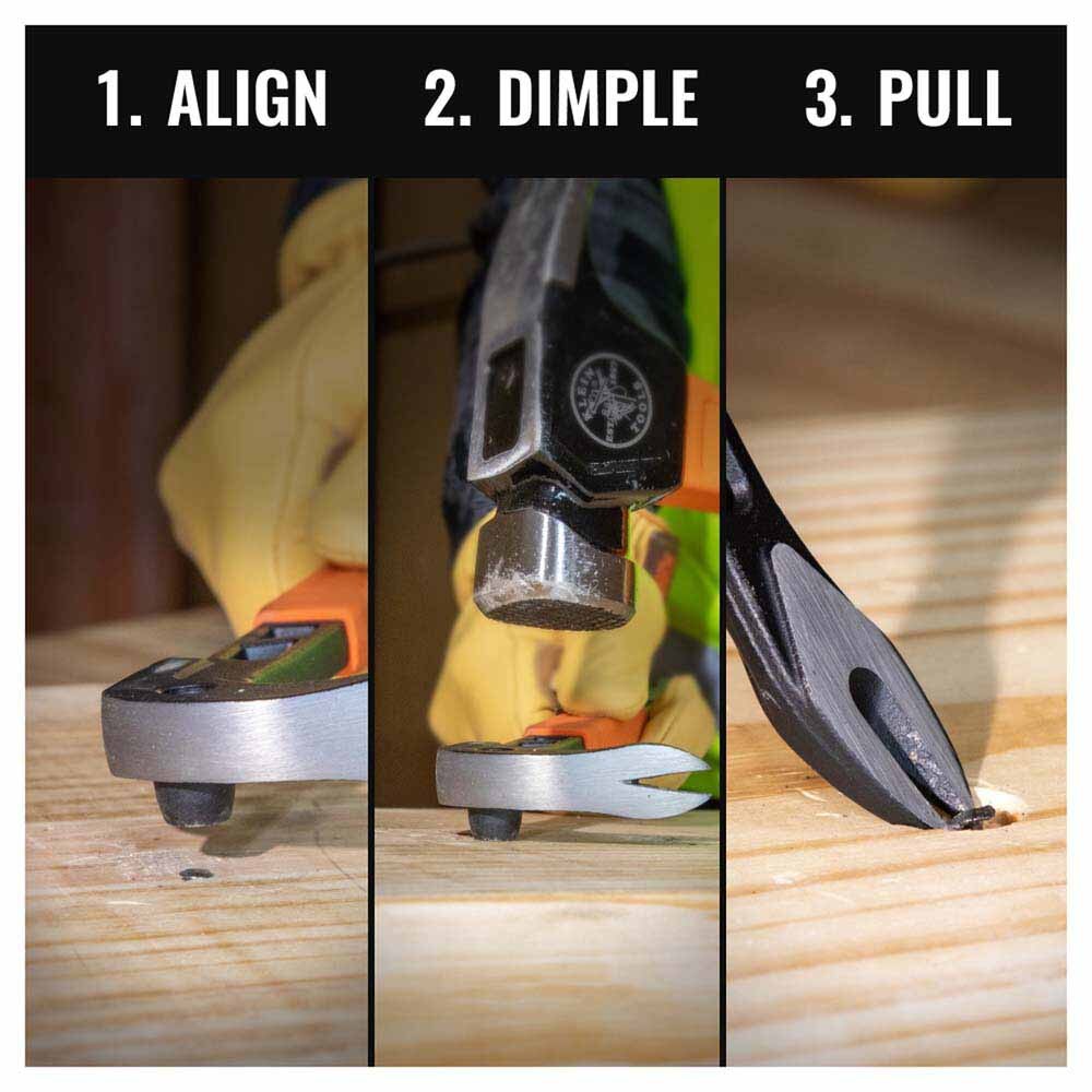 Klein 66091 Nail Puller with Integrated Dimpler, 8-Inch