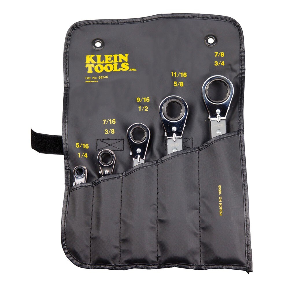 Klein 68245 Reversible Ratcheting Box Wrench Set, 5-Piece