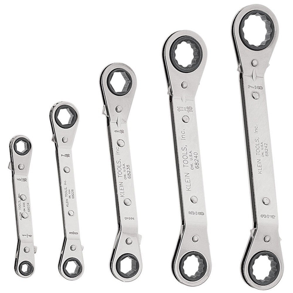 Klein 68245 Reversible Ratcheting Box Wrench Set, 5-Piece
