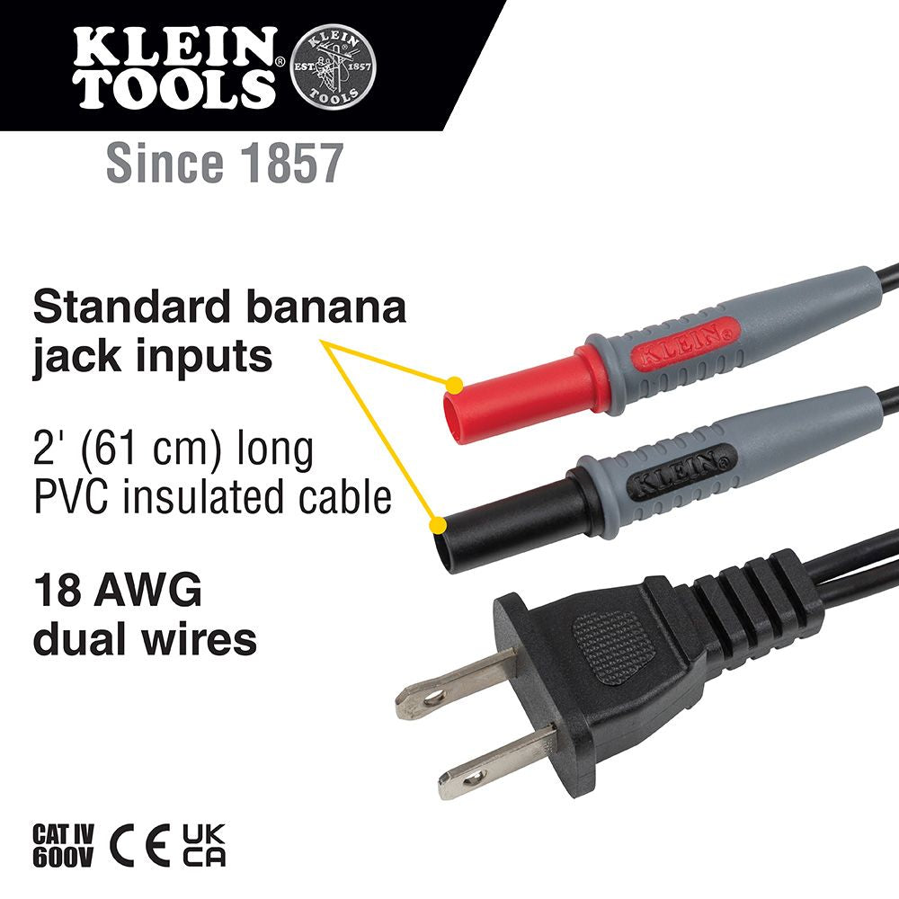 Klein 69357 AC Plug to Banana Jacks