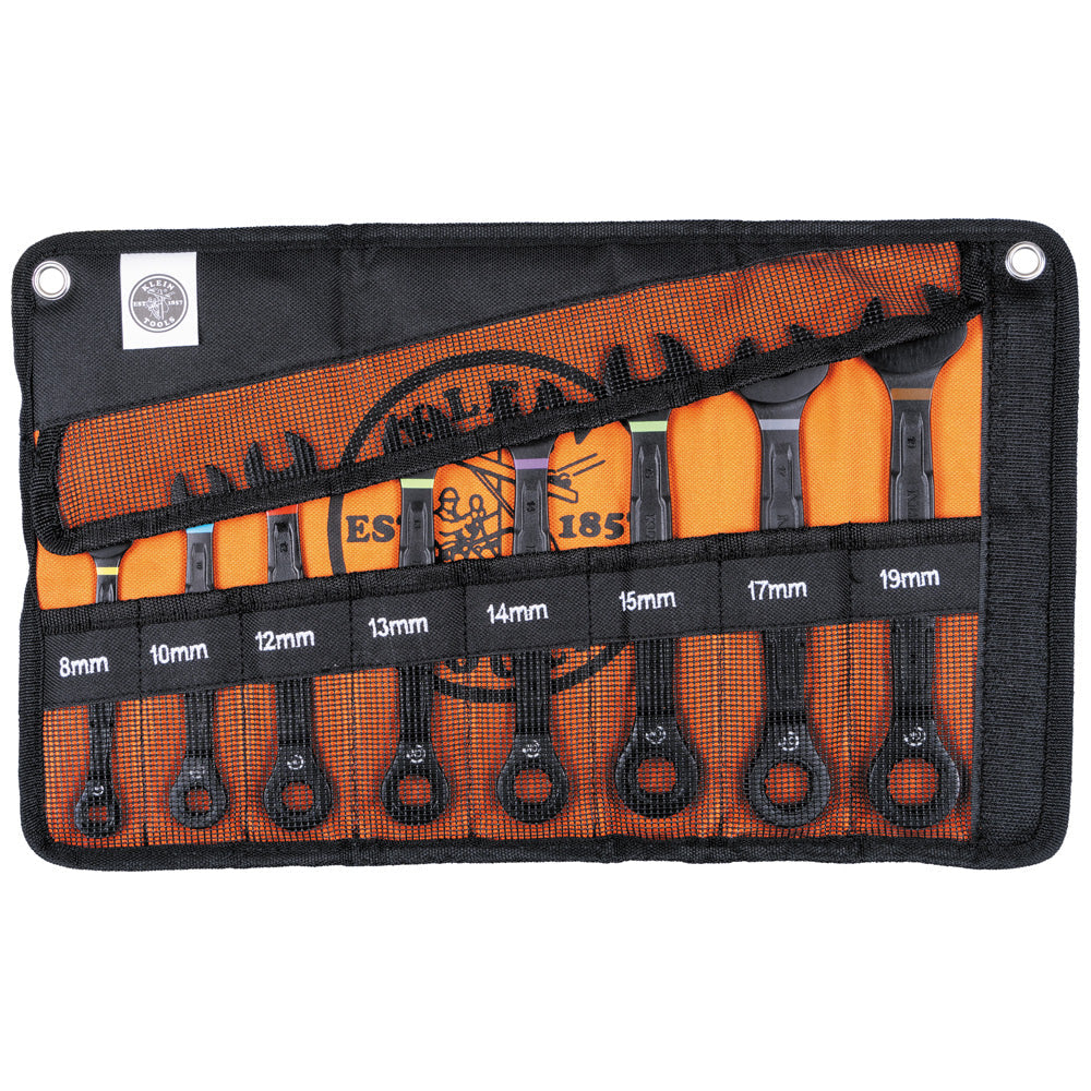 Klein 69408MG 90-Tooth Ratcheting Combo Wrench Set, Metric, 8-Piece