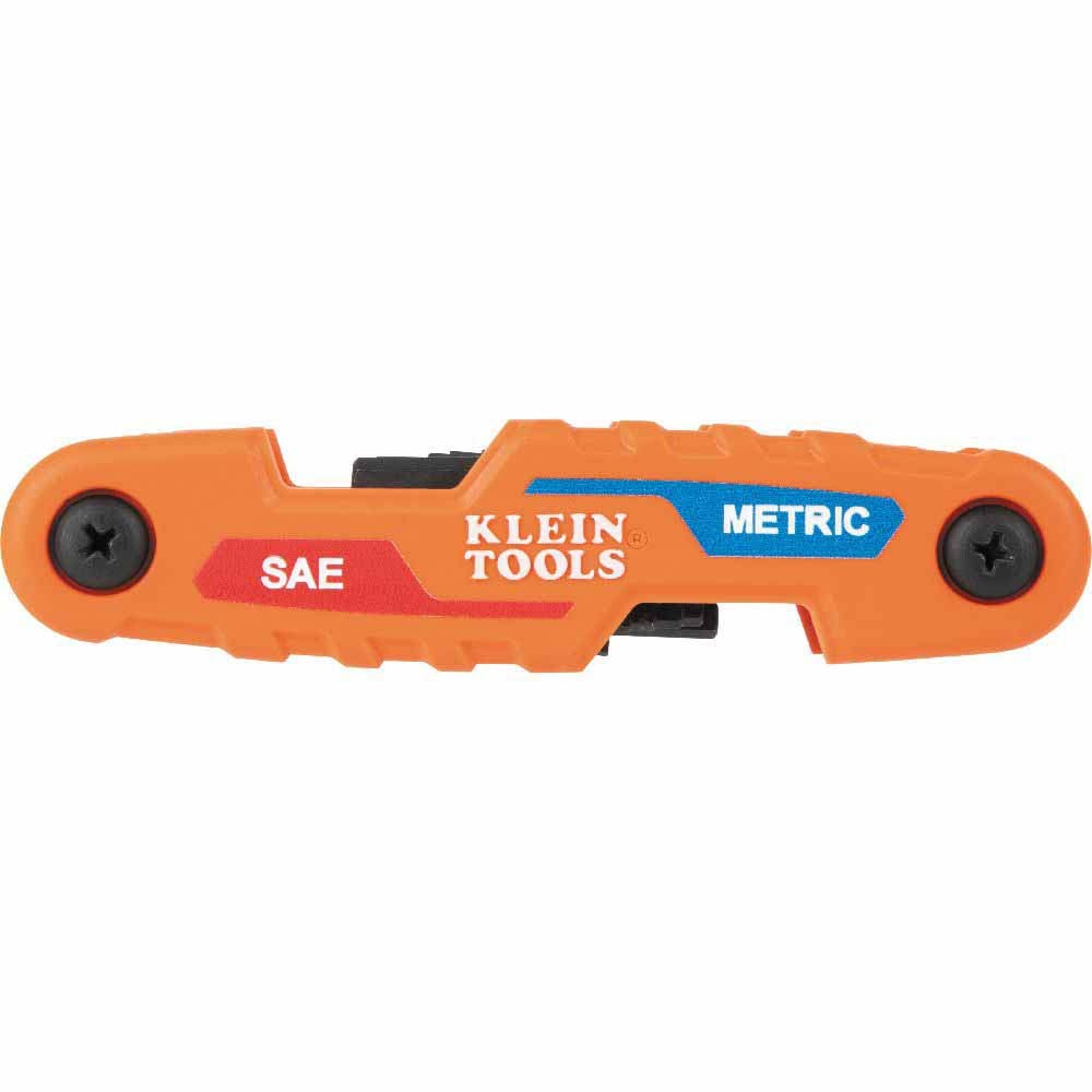 Klein 70590 Compact Folding Hex Key Set, 12-Key, SAE, Metric Sizes
