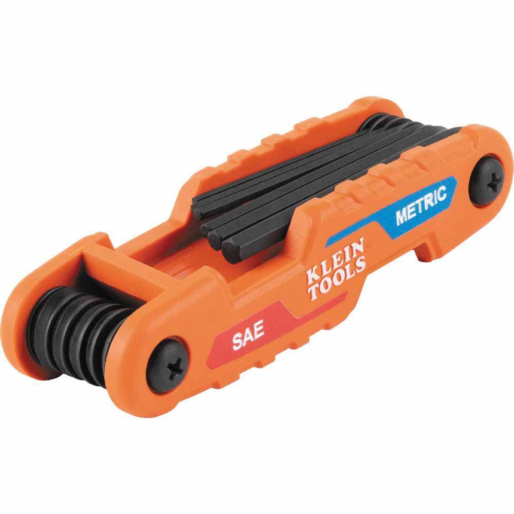 Klein 70590 Compact Folding Hex Key Set, 12-Key, SAE, Metric Sizes