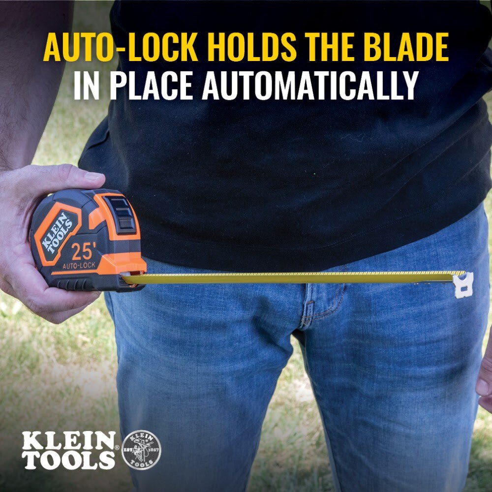 Klein 9125AL Tape Measure, 25' Single-Hook Auto-Lock