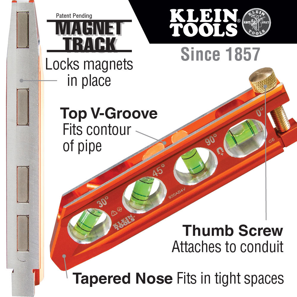Klein Tools 935AB4V ACCU-BEND Level, 4 Vial