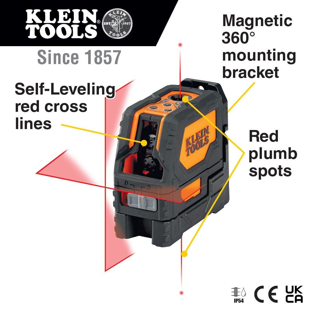 Klein 93LCLS Laser Level, Self-Leveling Cross-Line Level with Plumb Spot