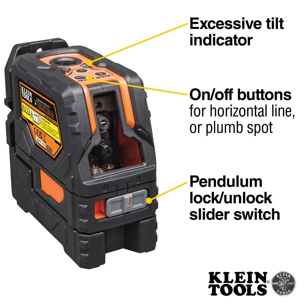 Klein 93LCLS Laser Level, Self-Leveling Cross-Line Level with Plumb Spot