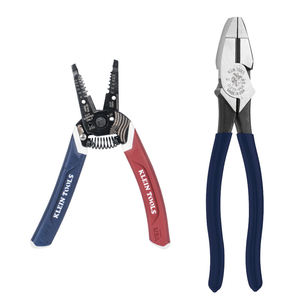 Klein 94155 American Legacy Lineman Pliers and Klein-Kurve Wire Stripper/Cutter