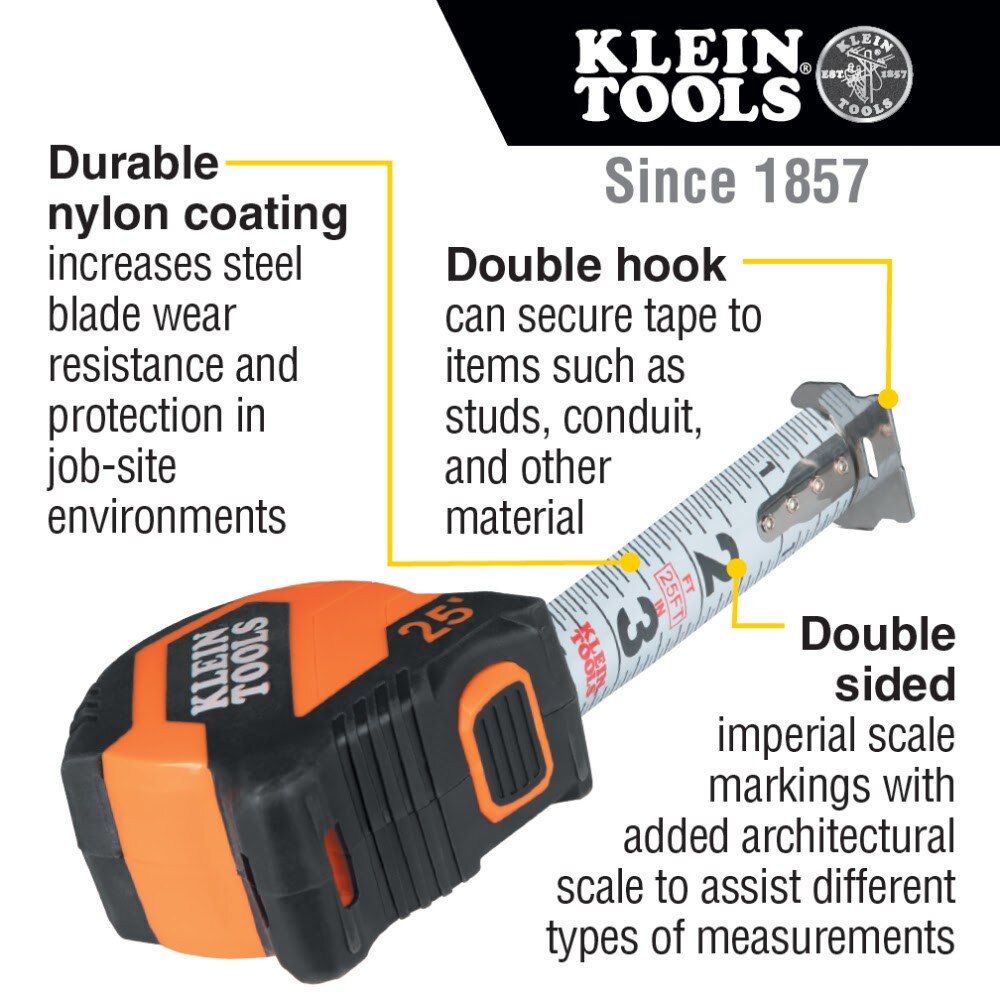Klein 9516 Tape Measure, 16-Foot Compact, Double-Hook