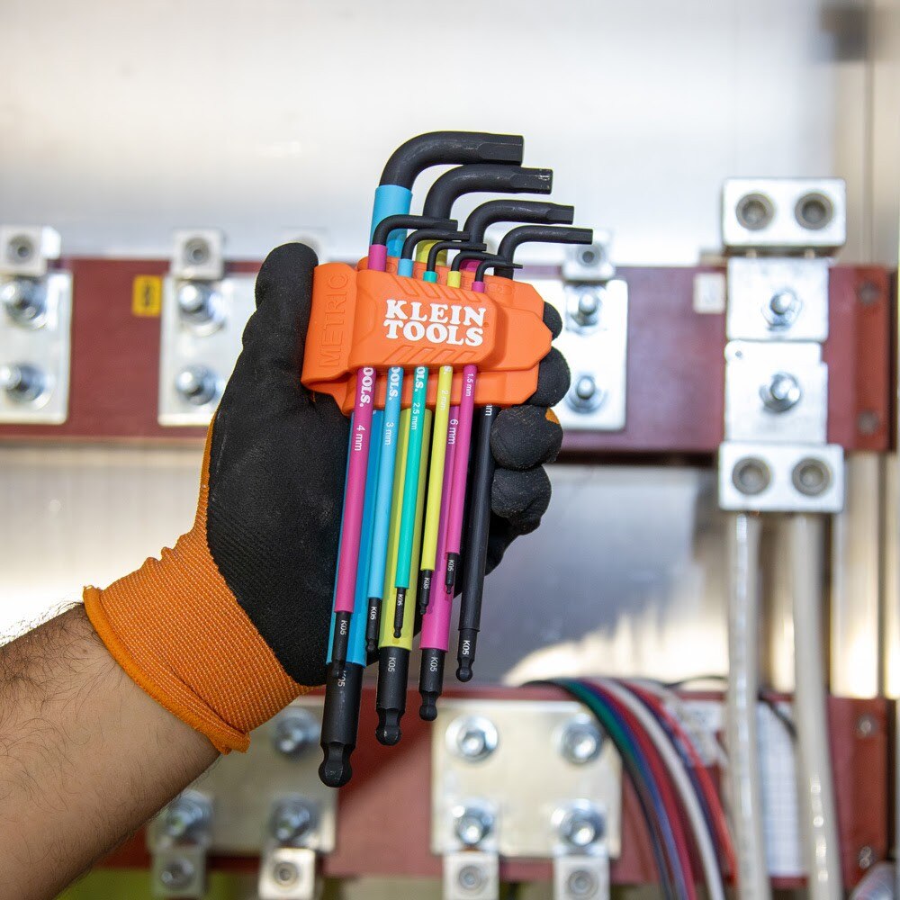 Klein BLS18 Color Coded Hex Key Set, SAE and Metric, 18-Piece