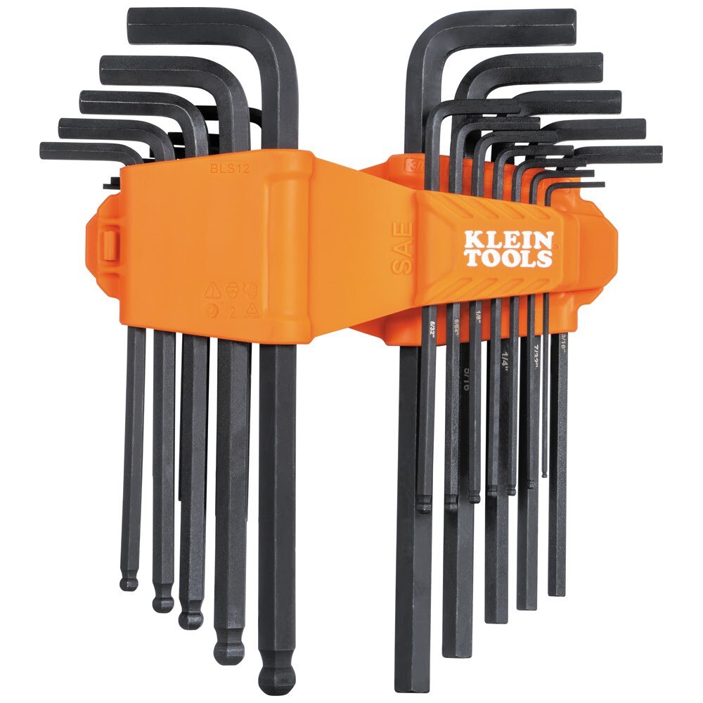 Klein BLS22H Long Ball-End Hex Key Set with Handle, SAE and Metric, 22-Piece