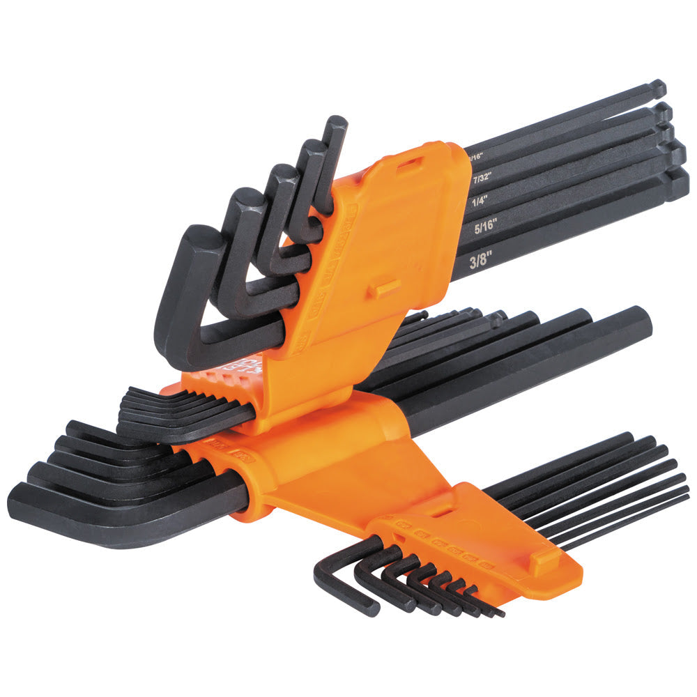 Klein BLS22 Long Ball End Hex Key Set, SAE and Metric, 22-Piece