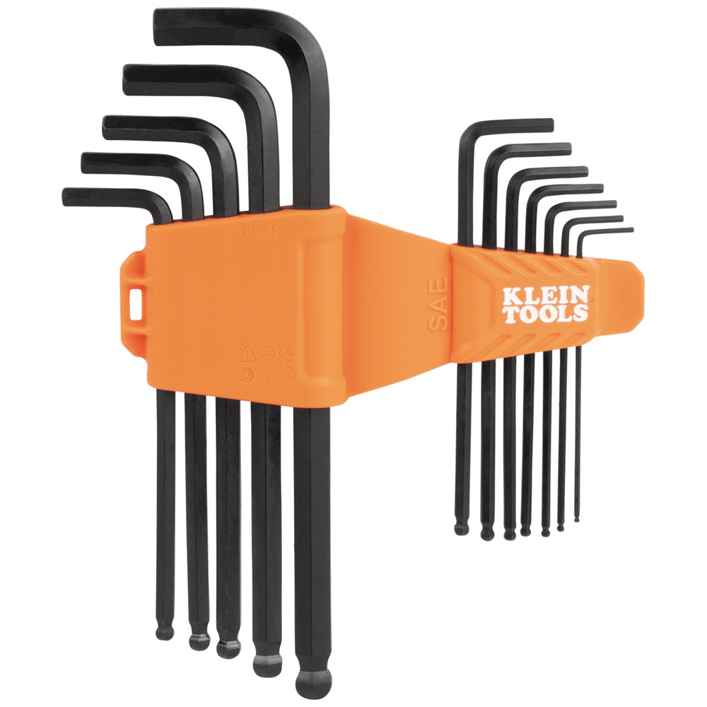 Klein BLS22 Long Ball End Hex Key Set, SAE and Metric, 22-Piece