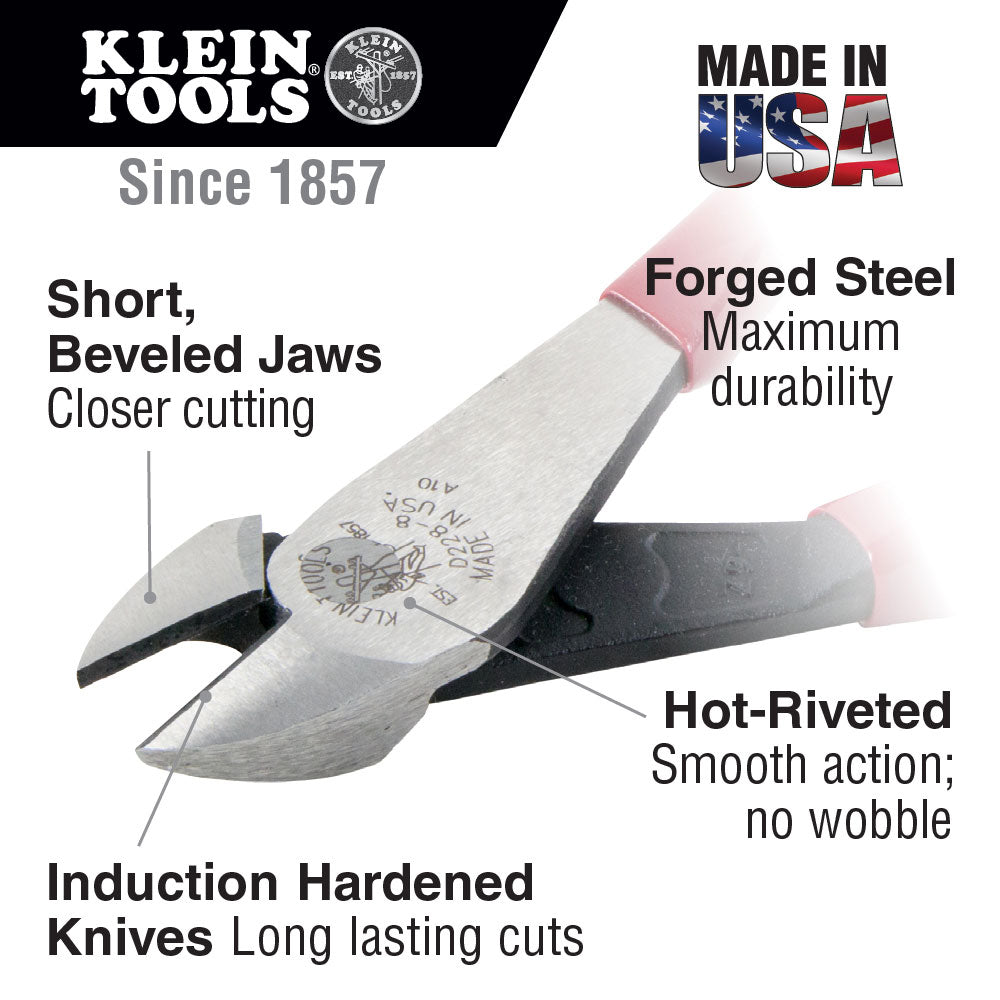 Klein Tools D228-8 Diagonal-Cutting Pliers, High Leverage, 8"